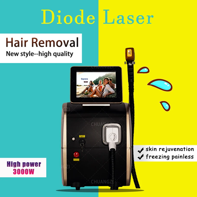 Portable 808nm Diode Laser Hair Removal Machine Ice Titanium Cooling Head Painless Permanent Hair Removal Device CE Approved