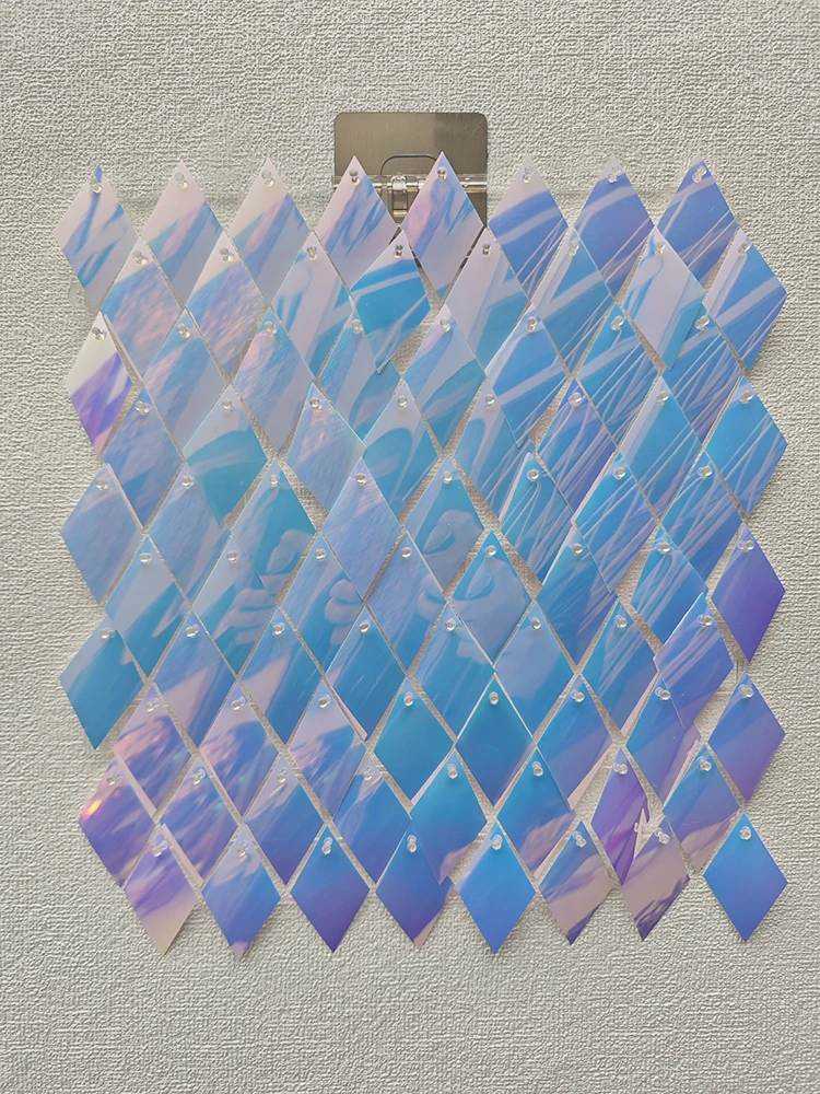 Panel de Fondo de Pared con Lentejuelas Brillantes en Forma de Rombo, Decoración Navideña, Lentejuelas de Diamantes Brillantes, Fondo de Pared para Fiestas, Fondo Brillante Ensamblado