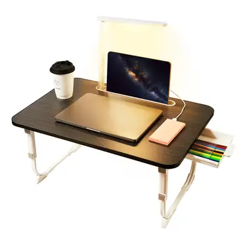 Laptop Bureau Voor Bed Schoot Bureau Met Led Bureaulamp, Verstelbare Tablet Bed Tafel Met Opvouwbare Poten Opberglade, Ontbijt Servi