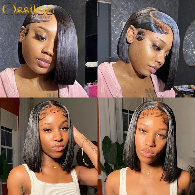 Ossilee Bob Wig Lace Front Human Hair Wigs Straight Lace Front Wig Pixie Cut Wig Glueless Wig Human Hair Ready to Wear