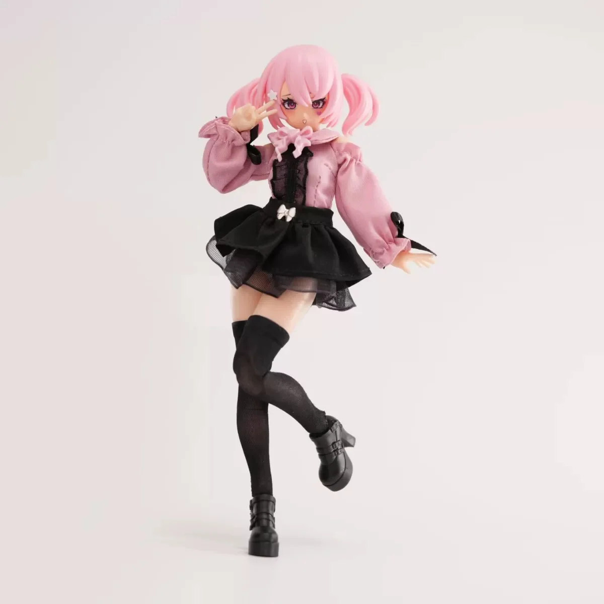 1/12 Scale Female Lace Blouse Mini Skirt Long Socks with Shoes Accessories Fit 6'' Kotobukiya MEGAMI DEVICE BD PF Series Dolls