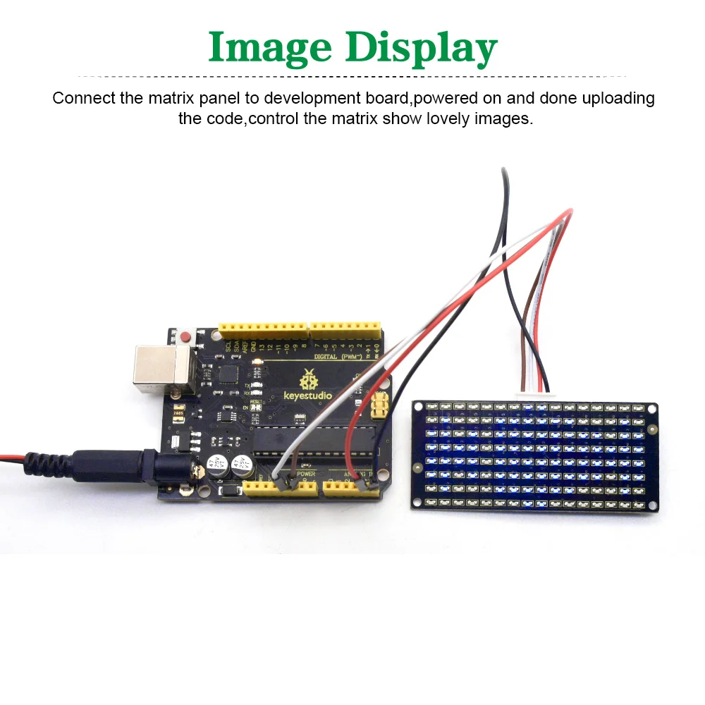 Picture 4: KEYESTUDIO 8x16 LED Dot Matrix Board With PH 2.54 Connector +4Pin Cable For Arduino DIY Projects Parts