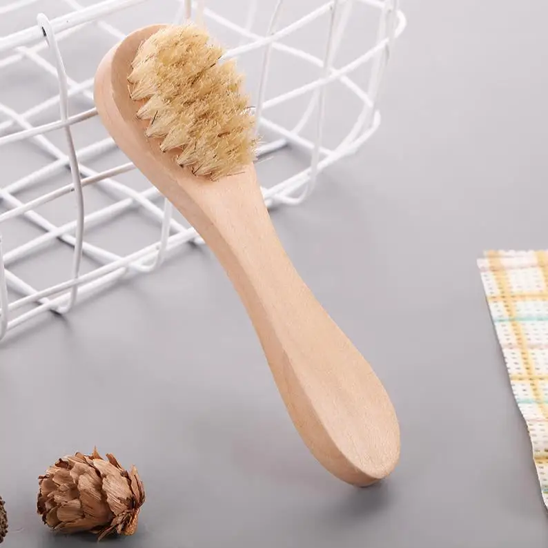 Face Cleansing Brush for Facial Exfoliation Natural Bristles Exfoliating Face Brushes for Dry Brushing with Wooden Handle ni98