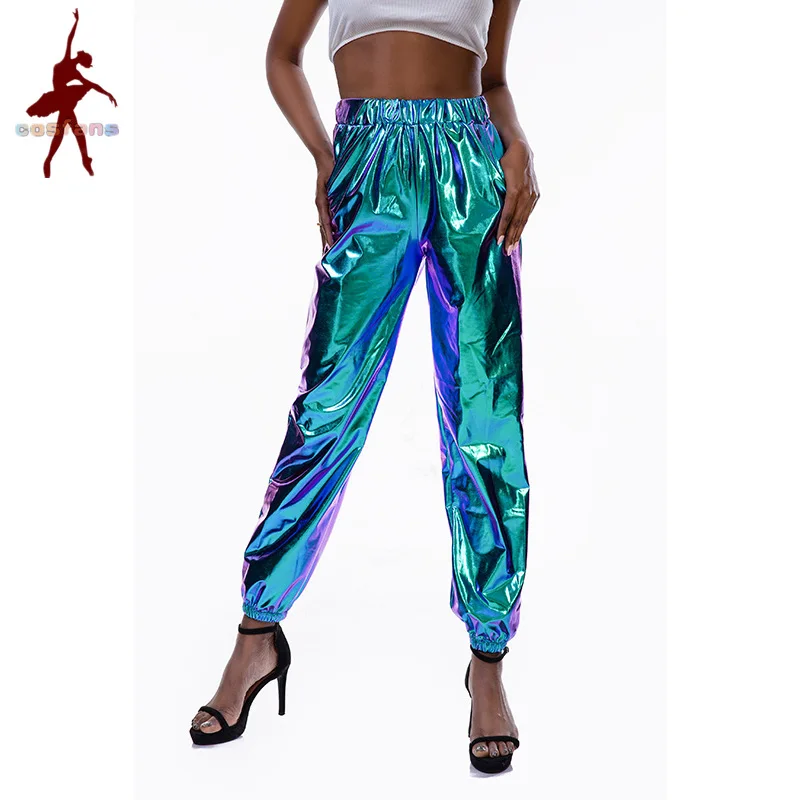 Frauen Nachtclub Pole Dance Hosen Hip Hop Hosen Dj Kostüm Street Dance Bühne Tragen Party Holographische Hosen Cheerleading Lose
