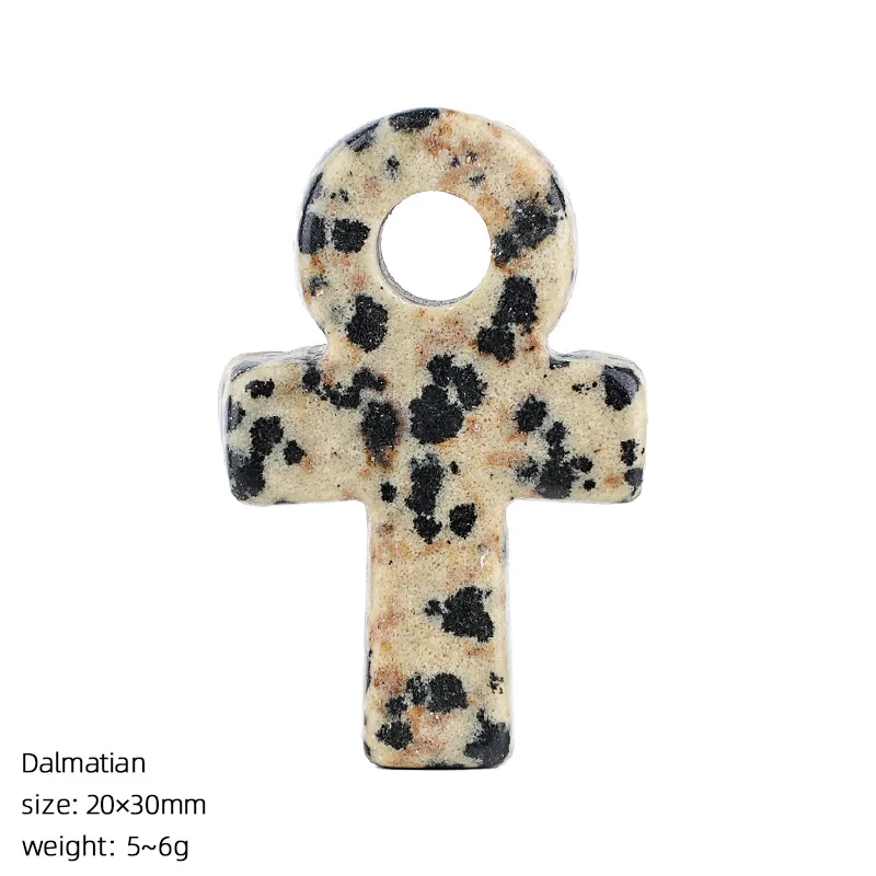 Dalmatin Spot Ankh Cross Pendant Life Symbol Natural Stone Charm DIY Necklace Accessories Jewelry Making Fast Ship - view 5