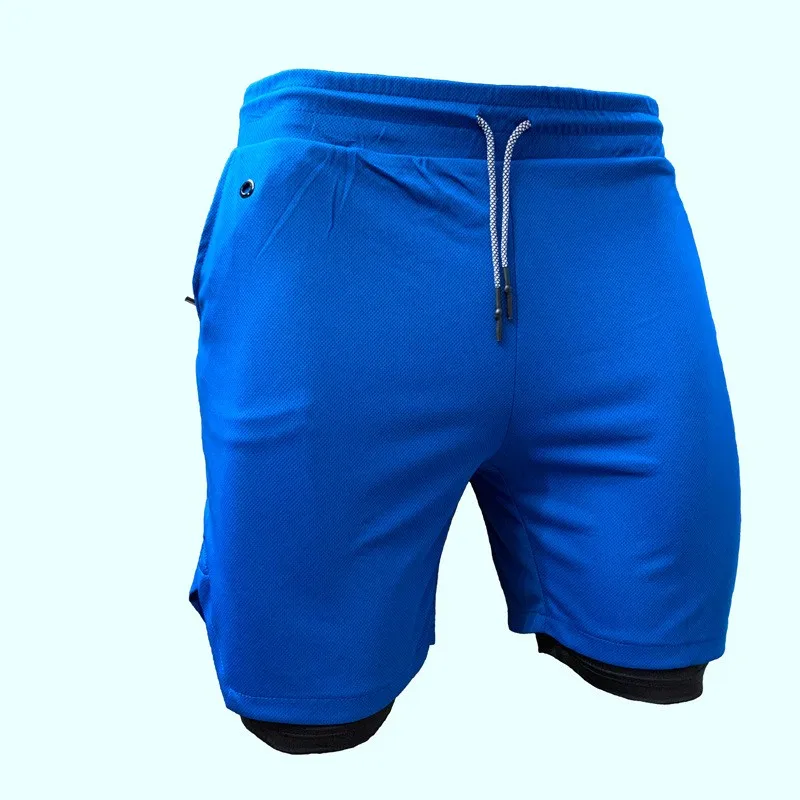 N pantalones cortos con auriculares para correr para hombre, pantalones de secado rápido dos en uno, deportes, ocio, fitness, caliente