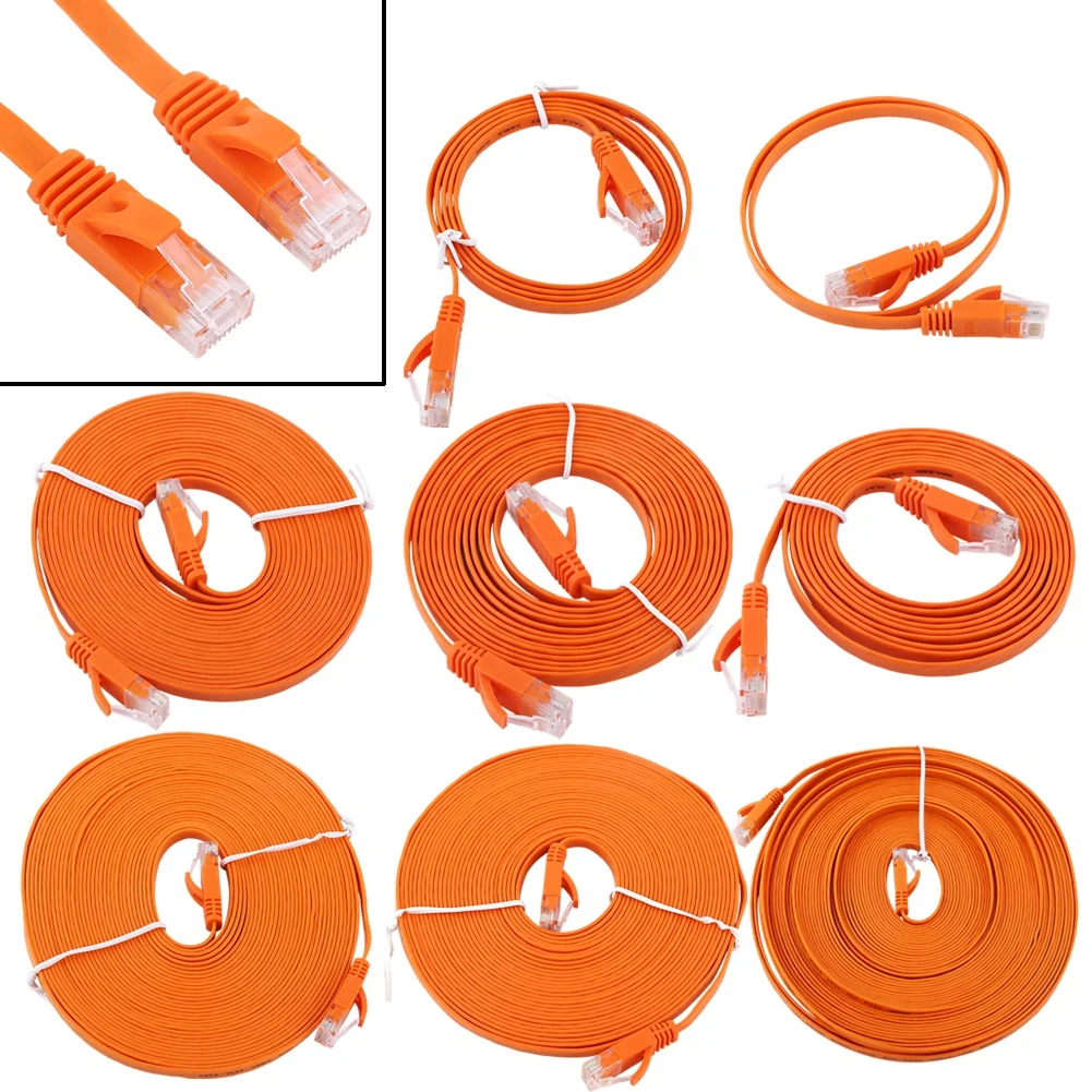 RJ45 CAT6 Ethernet  Flat LAN Cable UTP Patch Router Cables 1000M Orange