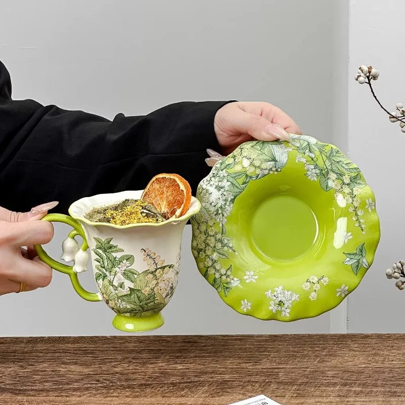 Lily of the valley blooming afternoon tea set - exquisite high-grade ceramic cups, mugs, and coffee cups - view 3