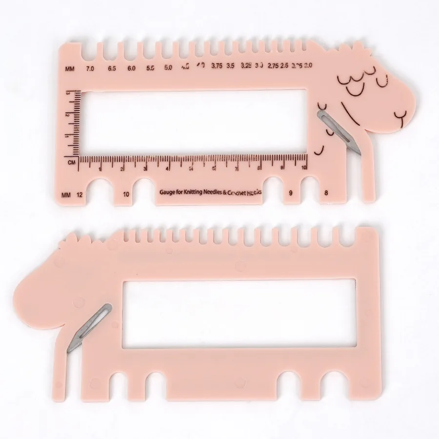 Portable ABS Plastic Horn Knitting Ruler, Special Knit Crochet Measure Gauge for Wool Yarn Clothing Hand Knitting Accessories - view 2