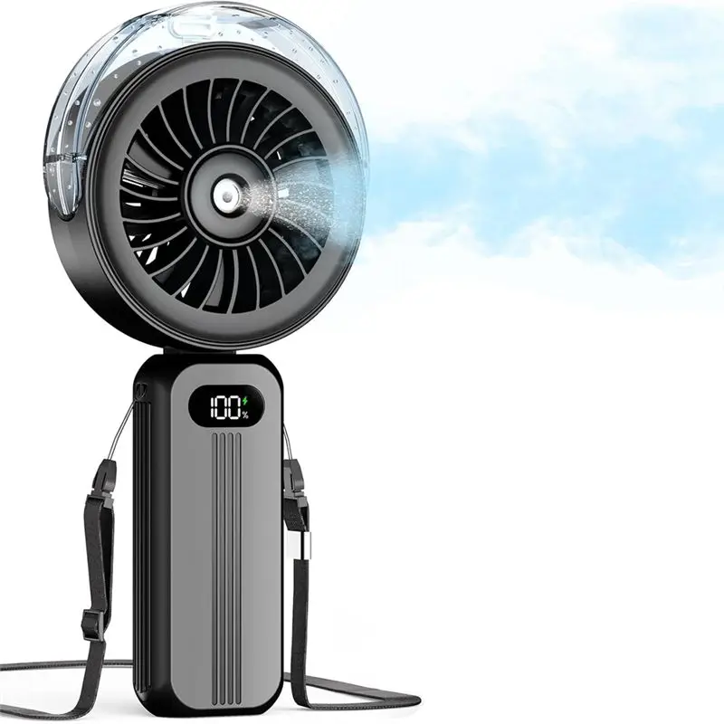 M02K-Foldable Handheld Misting Fan Powerful 4 High Speeds Rechargeable Small Hand Held Fan Water Mist,4000Mah Battery Operated