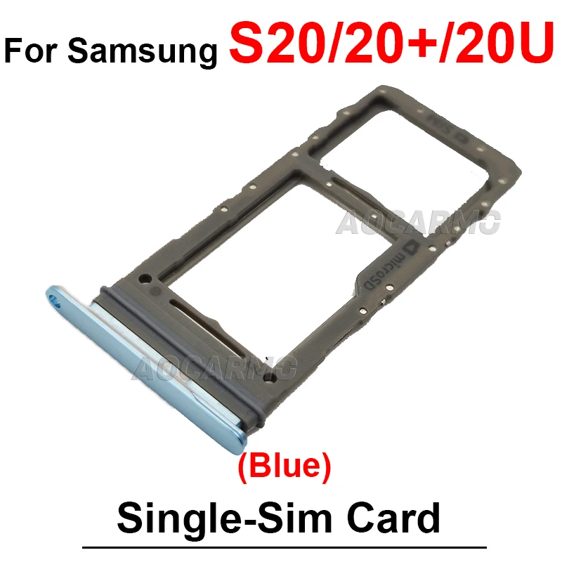 Blue White For Samsung Galaxy S20 Plus S20Ultra Single And Dual Sim Card Sim Tray Holder Socket Slot Repair Replacement Parts