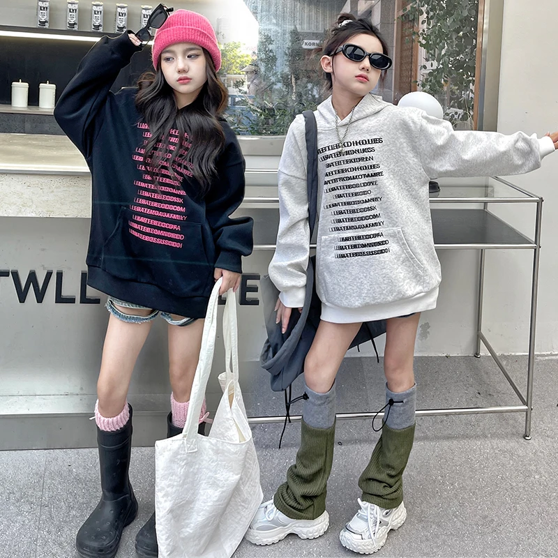 

Толстовка с капюшоном для девочек-подростков, 90% хлопок, худи, повседневная одежда для детей 4, 6, 8, 10, 12, 14