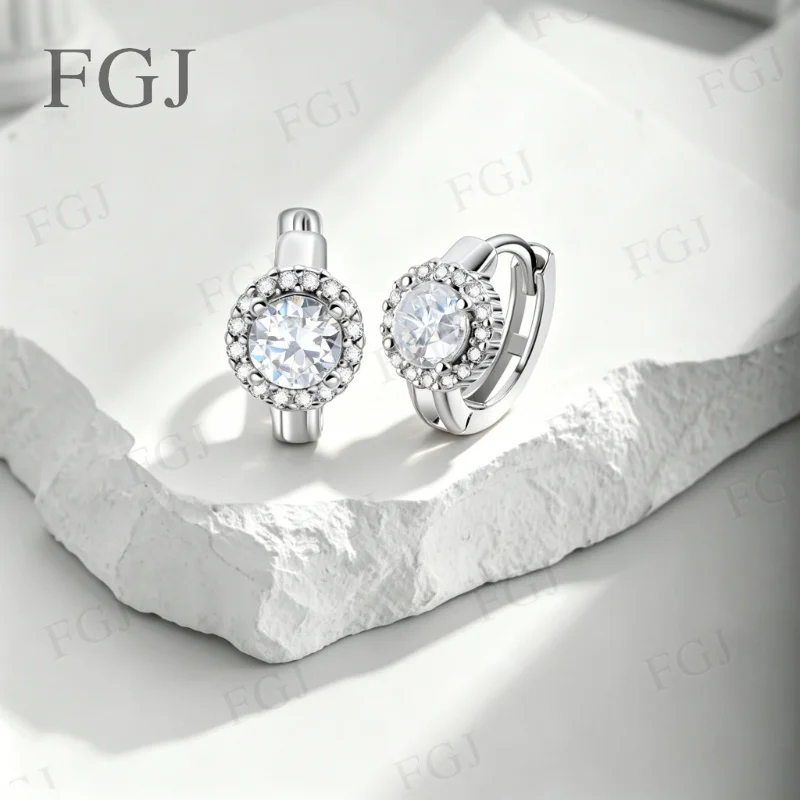 Klassische Echt-Diamant-Creolen mit echtem D-Farben-Moissanit für Damen, Hochzeit, Verlobung, Party, S925 Sterlingsilber, edler Schmuck, Geschenk – Detail 8