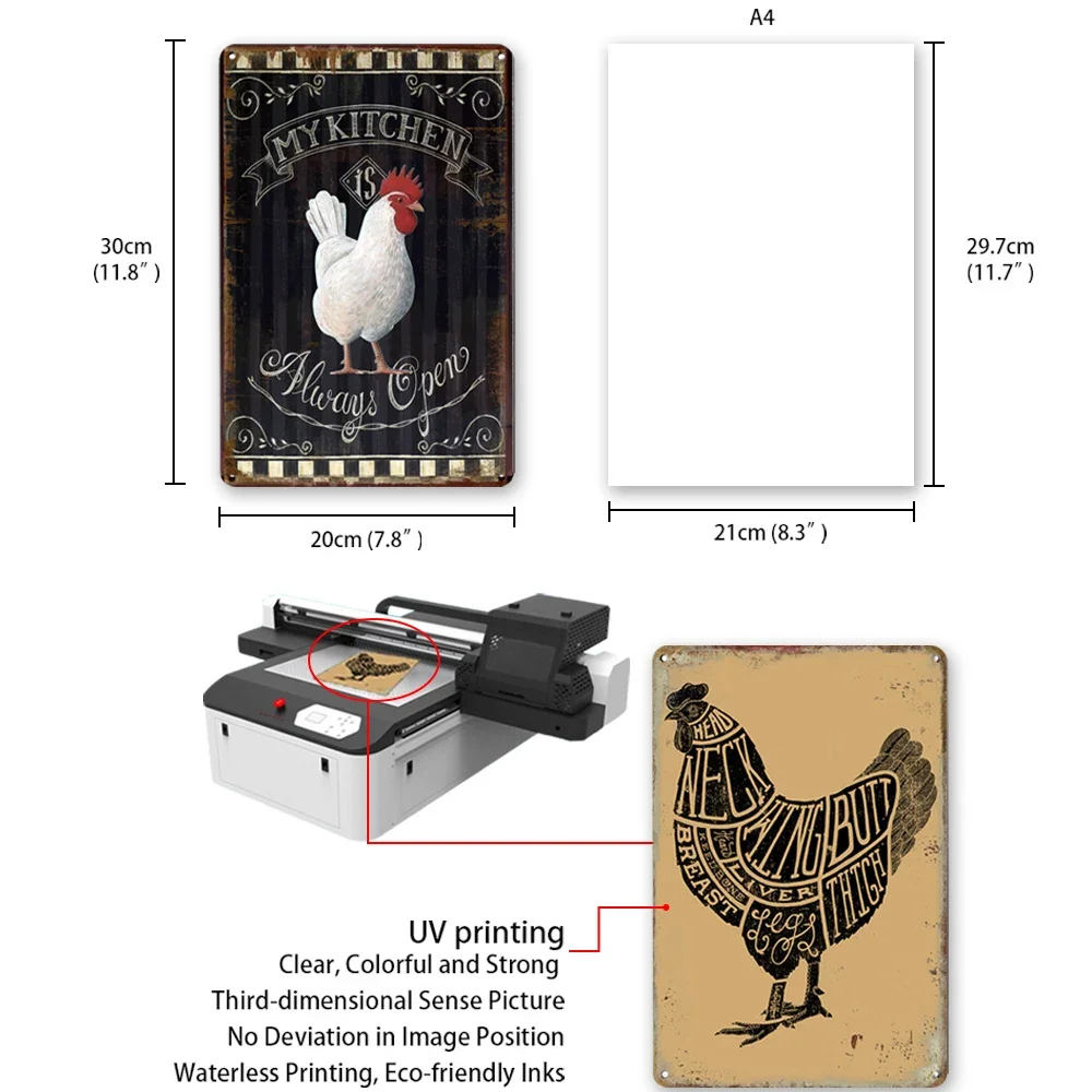 Vintage Chicken Rooster Metal Tin Sign 2