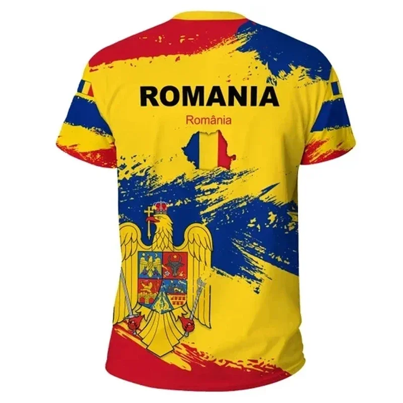 Customization Romania Flag Graphic T Shirt For Men Football Jersey Wholesale Soccer Shirts Club Team T-shirt Rumania Coat Of Arm