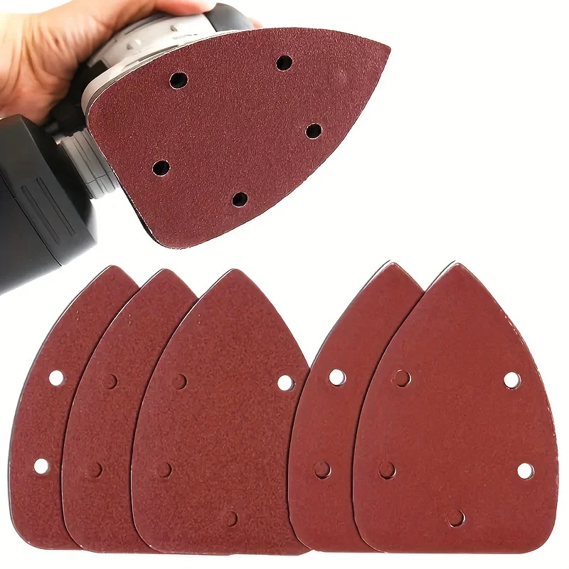 20Pcs 5 Holes Triangular Sanding Discs 100x140x140mm Hook Loop Aluminum Oxide 40-240 Grit Polishing Sand Pads