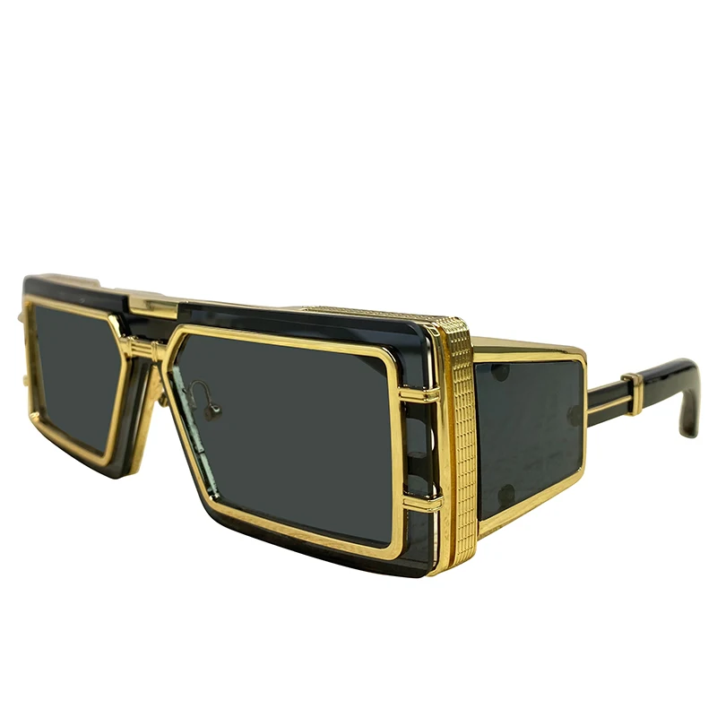 Lunettes de soleil rectangulaires Y2K Punk pour hommes 2026 – Monture métallique vintage de marque de luxe – Lunettes de protection pour homme