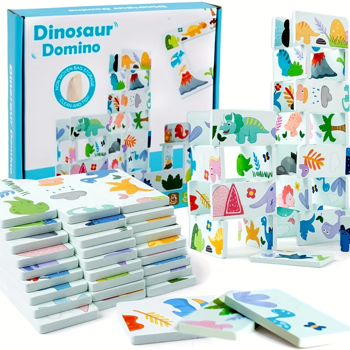 Bloques apilables de dinosaurios CoolNuro: clasificación de formas y desarrollo cognitivo, diseño colorido de animales y naturaleza, perfecto para regalo