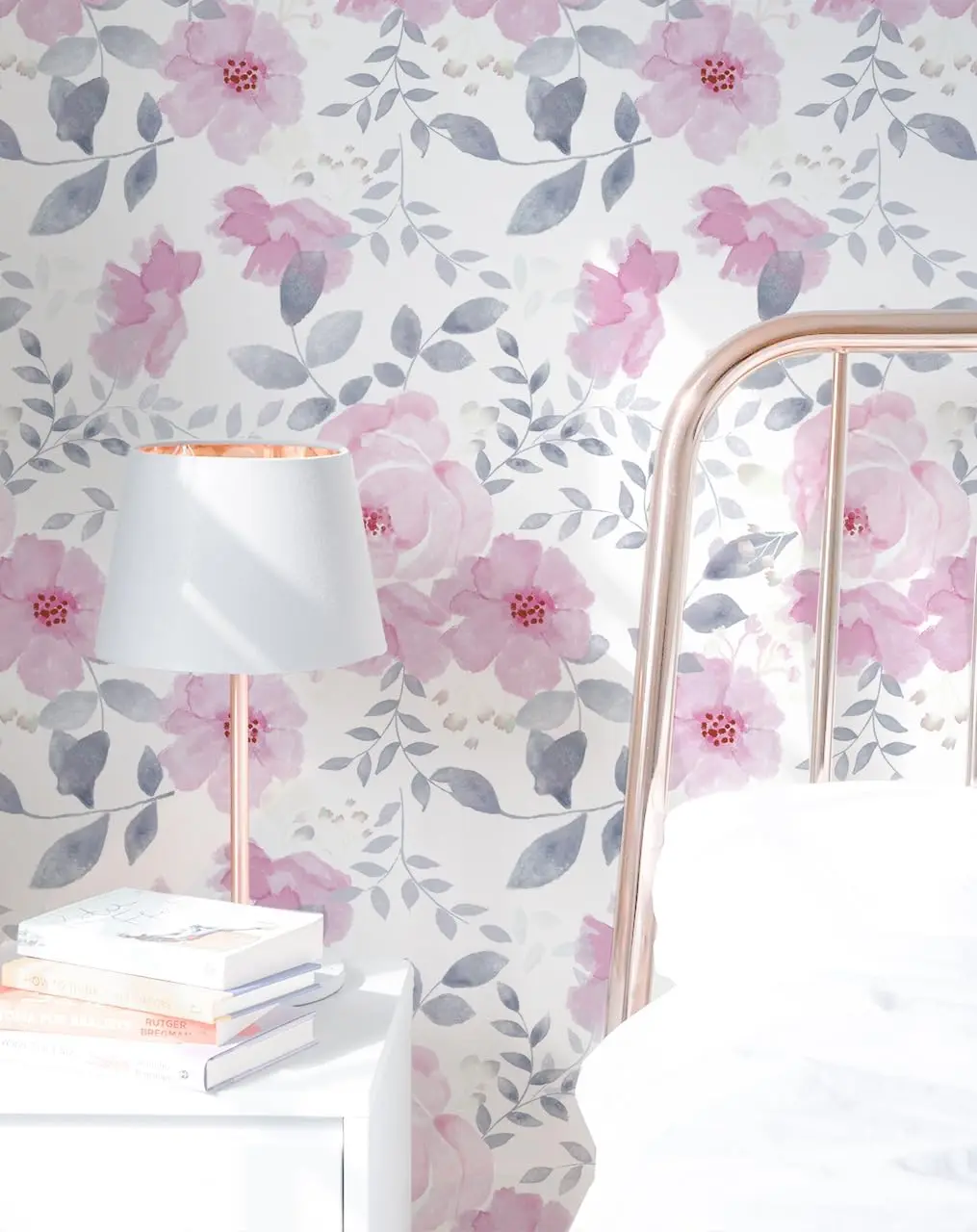 Floral Peel and Stick Wallpaper Watercolor Pink Flower Self Adhesive Wallpaper Removable Contact Paper for Cabinet Kids Nursery