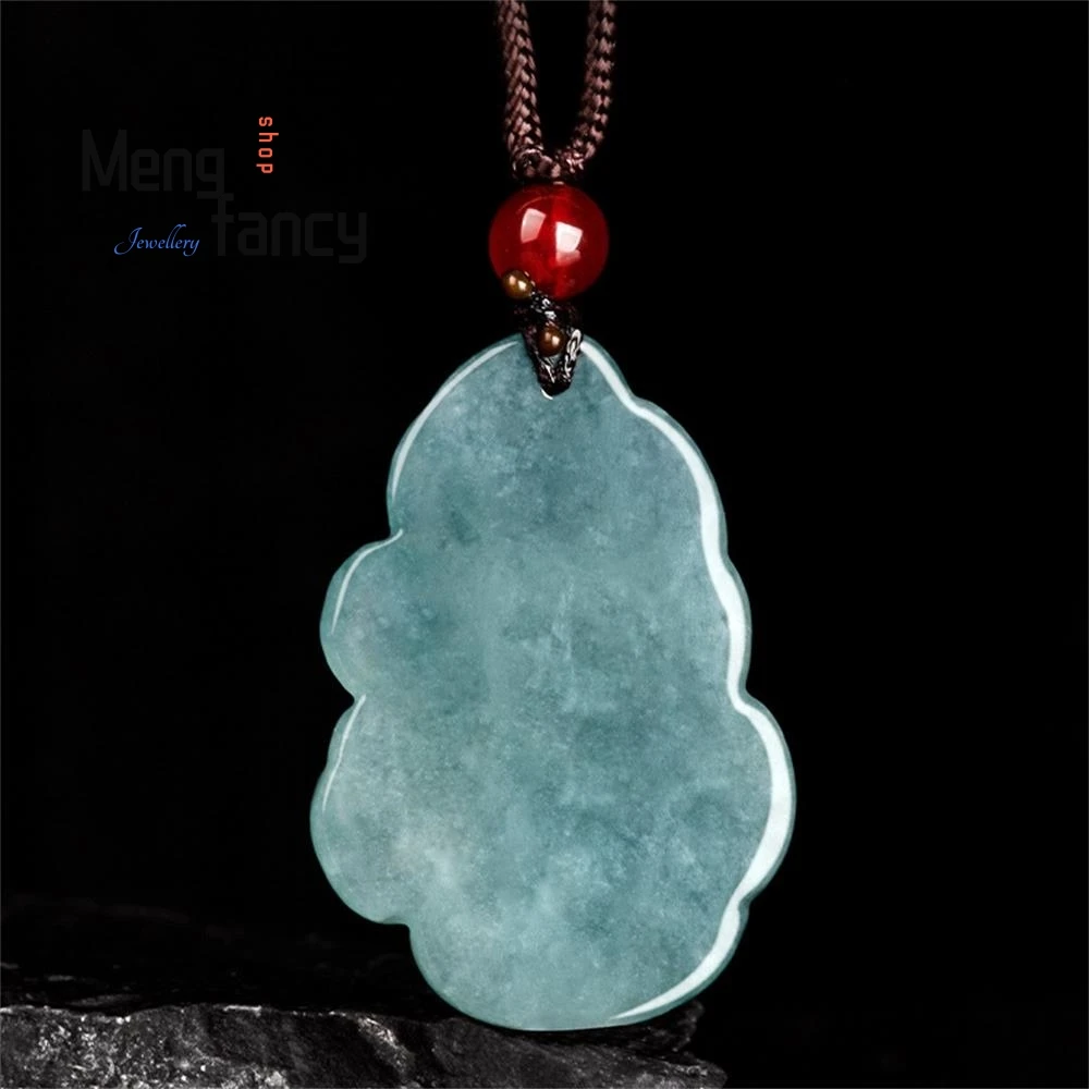 Genuine Natural A-goods Jadeite Blue Water Nine-tailed Fox Pendant Exquisite Mascots Luxury Quality Fashion Jewelry Holiday Gift - Image 5