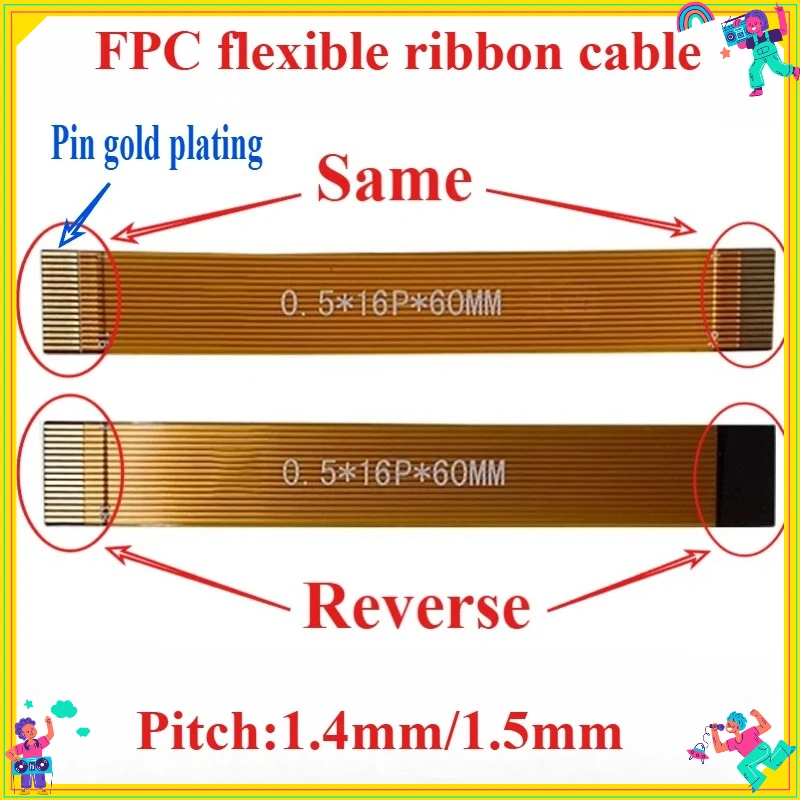 2Pcs 1.4mm/1.5mm Pitch 3/4/6/7/8/9/10/12/14/16/18/20/22/24/26/30P Solder Pad Via FPC Cable Pin Gold Plating  Cable Connector