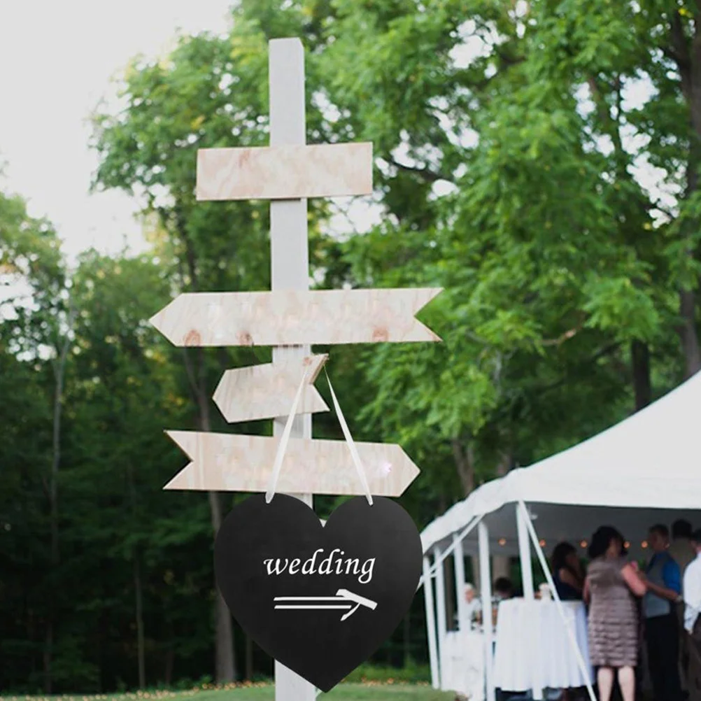 

2Pcs Heart Blackboard Pendant Double Sided Hanging Board Density Board Home Message Wall Decor Sign Rope