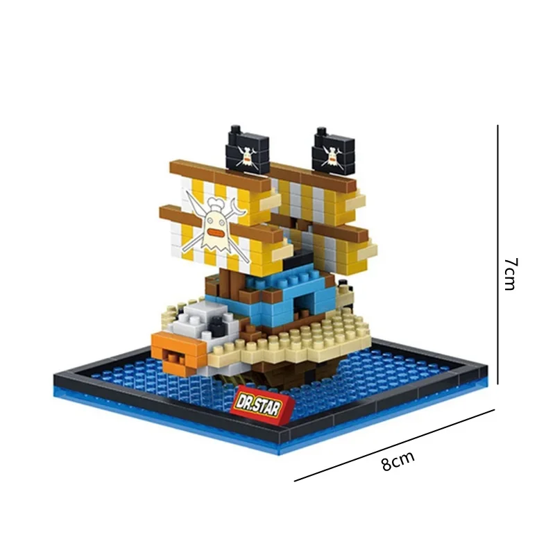 Anime Ship Micro Bricks Boat Navigation DR.STAR DIY Building Blocks Piece Anime Toy Desktop Ornament Christmas Birthday Gifts