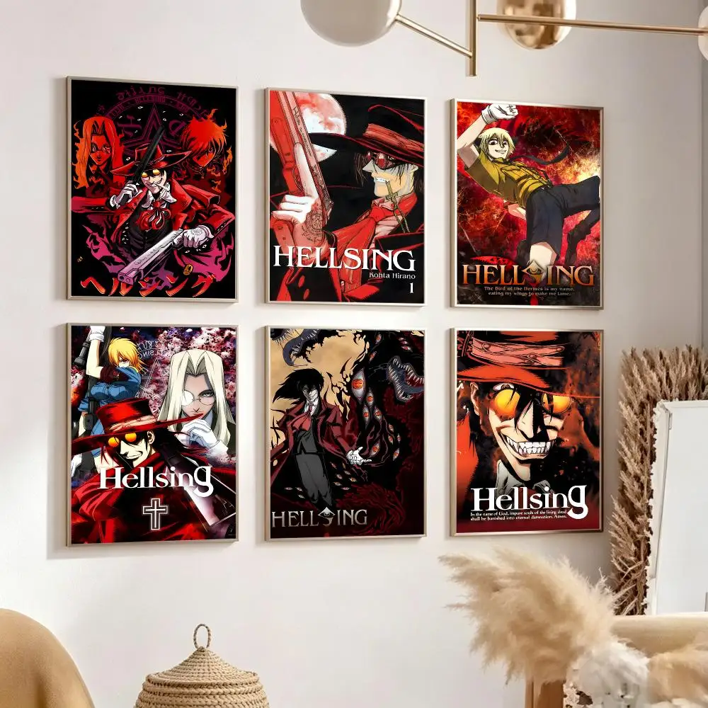 Anime Hellsing Ultimate Poster Poster Trendy Aesthetic SelfAdhesive HD Wall Decor Home Café Bedroom Room Decoration Gift