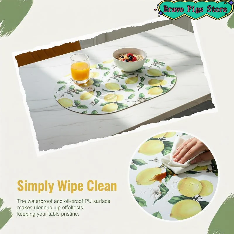 

[HM]Nordic Style Prints Waterproof And Oil-Proof Table Mats PU Leather Placemat Western Restaurant Heat-Insulating Mats[HM]