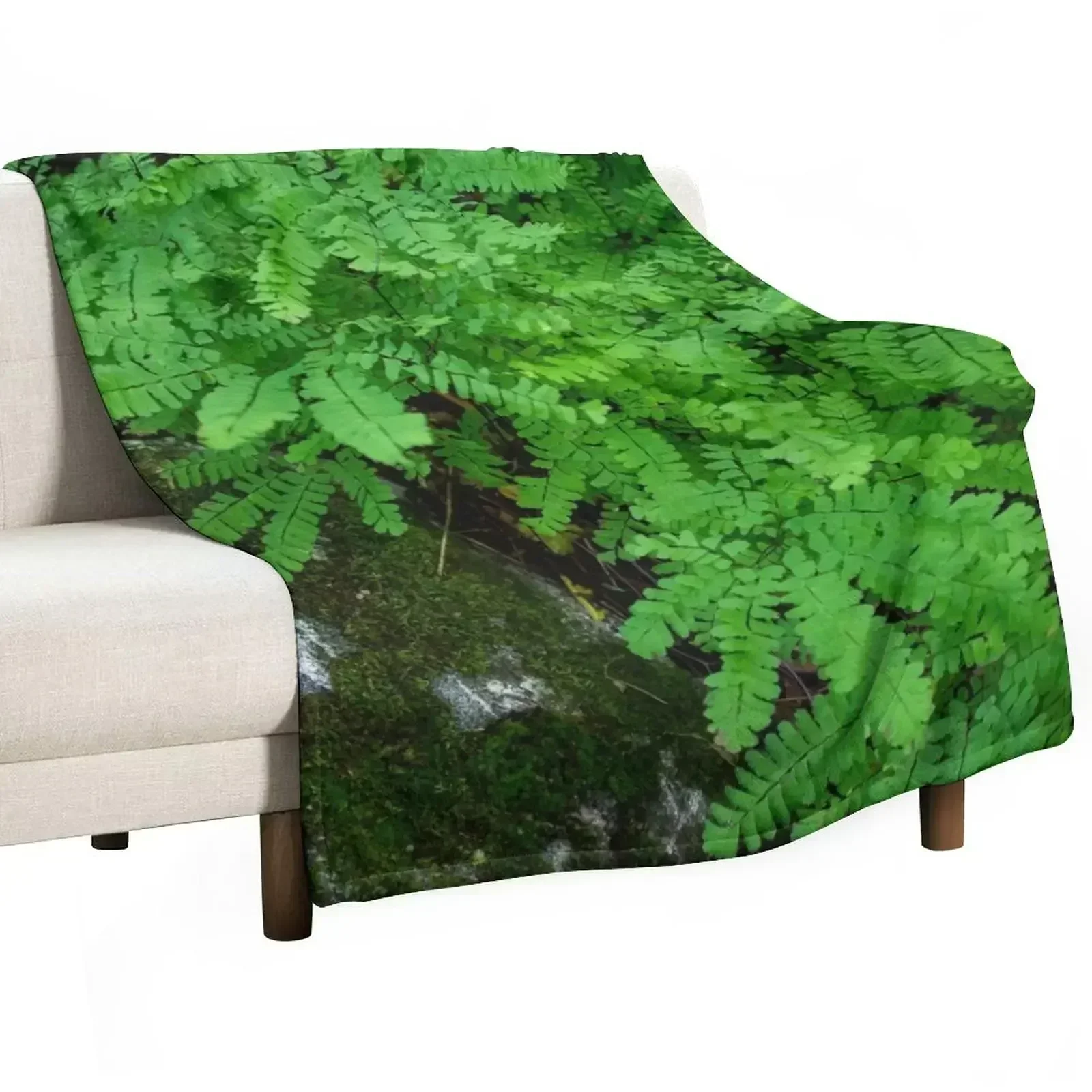 Mossy Rock and Ferns Throw Blanket Fuzzy Plush Throw Blanket for Sofa Chair