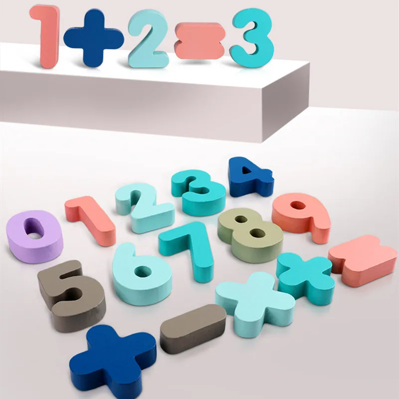 유치원 아기 숫자 및 문자 인식 퍼즐 장난감 안전한 나무 수학 장난감 유아 조기 학습 교육용 장난감