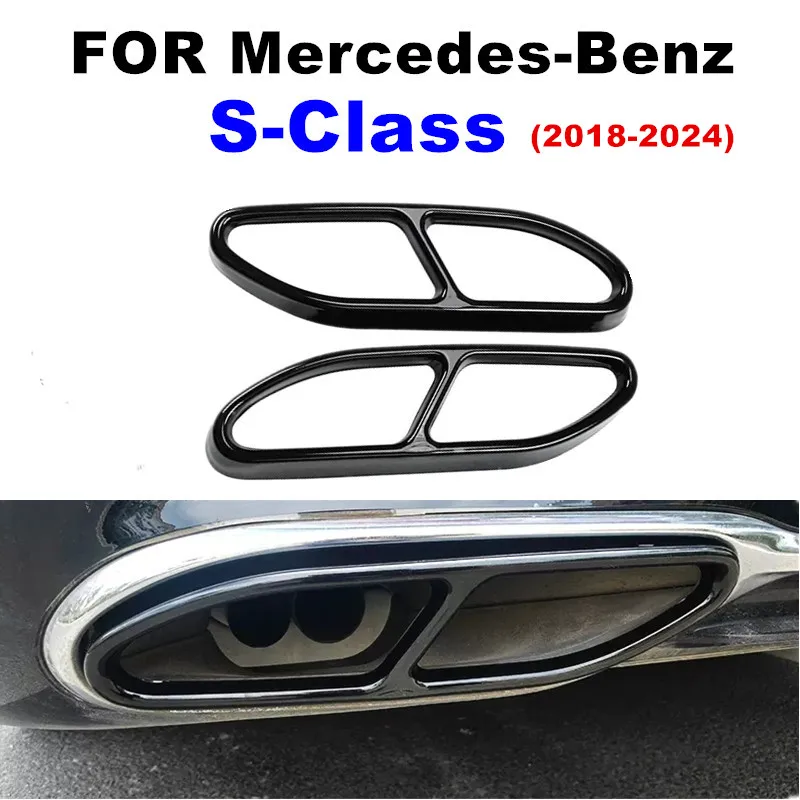 

Car Exterior Tail Throat Liner Pipe Exhaust System Cover Trim For Mercedes Benz S Class 2018 2019 2020 2021 2023 stainless W222