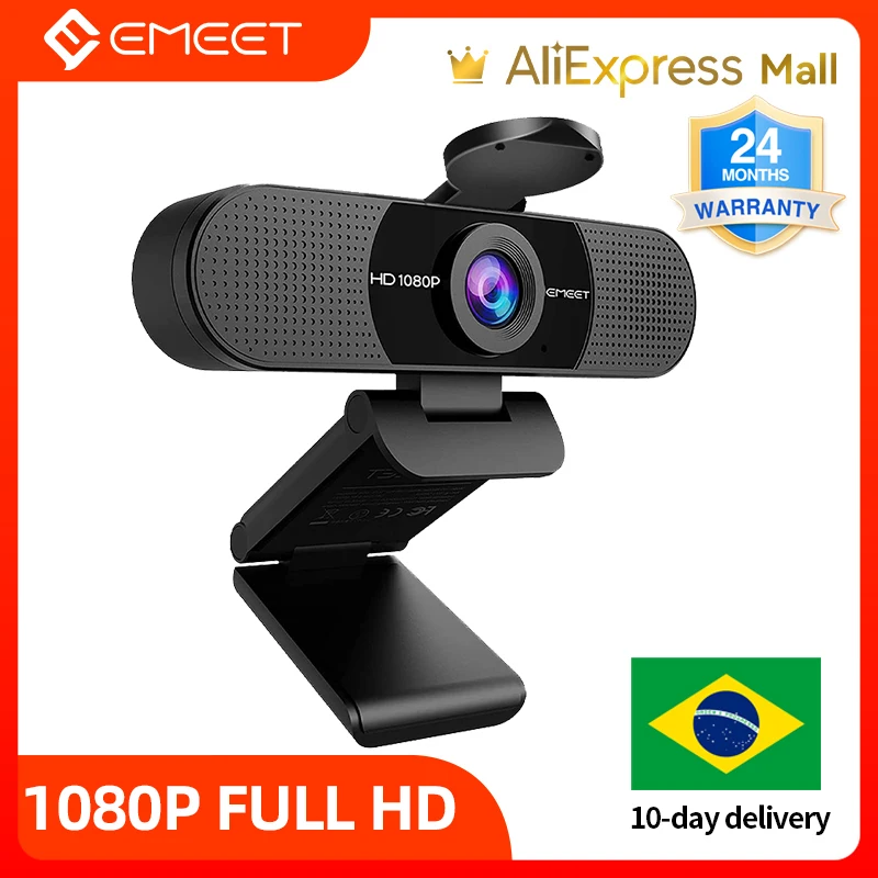 Câmera Web Full HD com Microfones, Streaming de Computador USB, Usado para PC Zoom, Desktop, Laptop, Reunião de Vídeo, 1080P