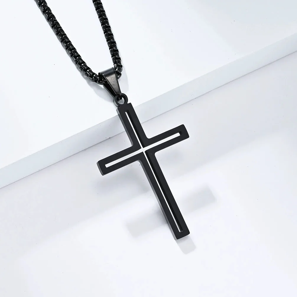 Collier Homme Spiritual Male Minimalism Stainless Steel Necklace Man's Jesus Cross Necklace for Man Collar Hombre