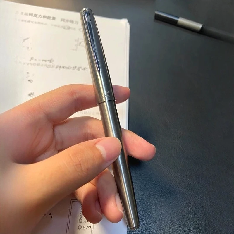 majohn-penne-ti200-lega-di-alluminio-metallo-opaco-14k-oro-fontana-punta-scura-f-05mm-pennino-argento-penne-a-inchiostro-cancelleria-ufficio-wriitng