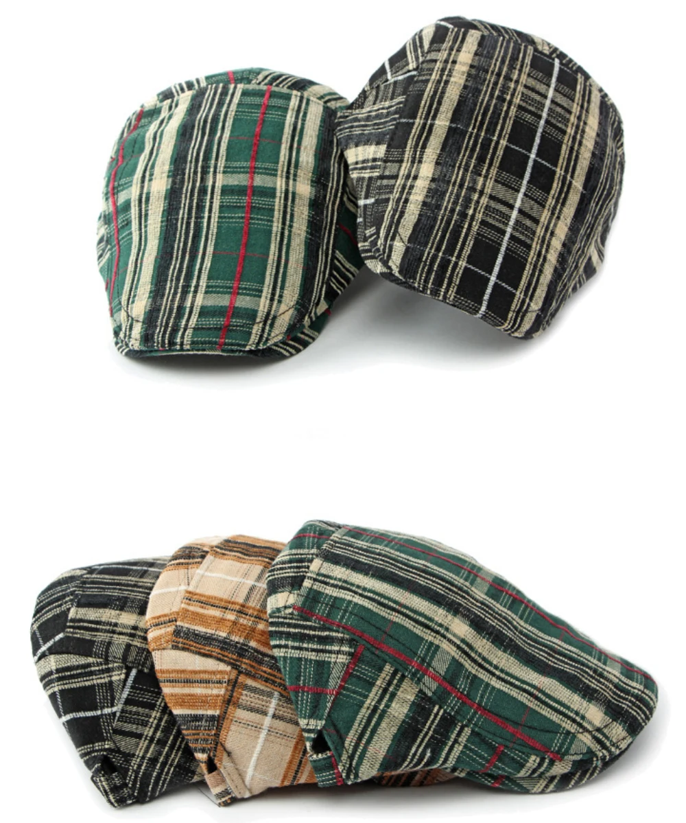 HT4316 Baskenmützen Warme Herbst-Winter-Baskenmützen für Männer und Frauen Künstler Maler Gestreifte Baskenmütze Männlich Weiblich Verstellbare Ivy-Flachmütze – Detail 4