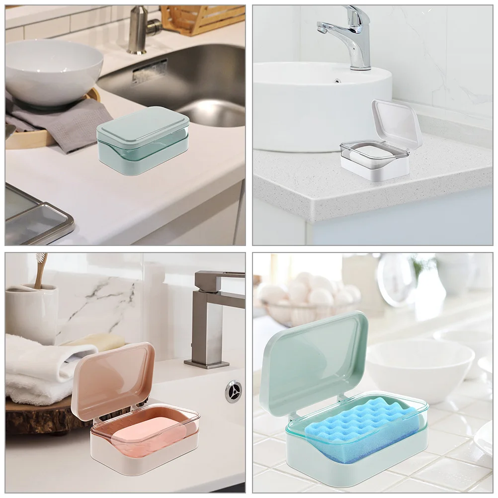 

3pcs Holder Pcs Blue ABS Portable Shower Drain Soap Holders Soap Box Bathroom Supplies Travel Square Dish Container