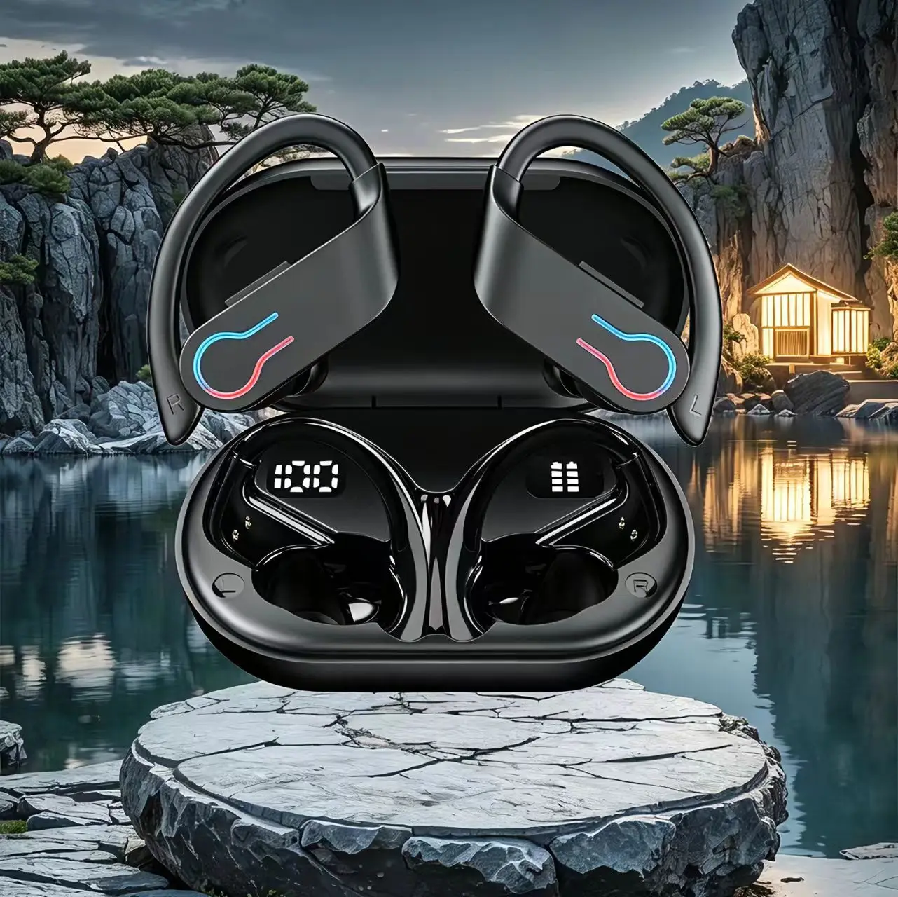 

Q63 Bluetooth Wireless Earbuds with Earhooks Built-in Mic Earphones BT 5.3 Headphones Headset for Sports Running Workout Gym