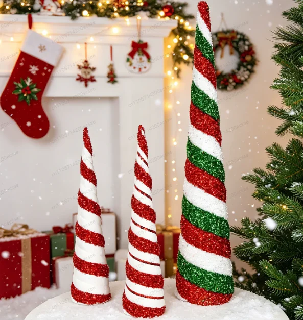 Christmas Decorations: Conical Tree Tower, Plastic V-shaped Tabletop Decoration, Window Display Coffee Shop Atmosphere