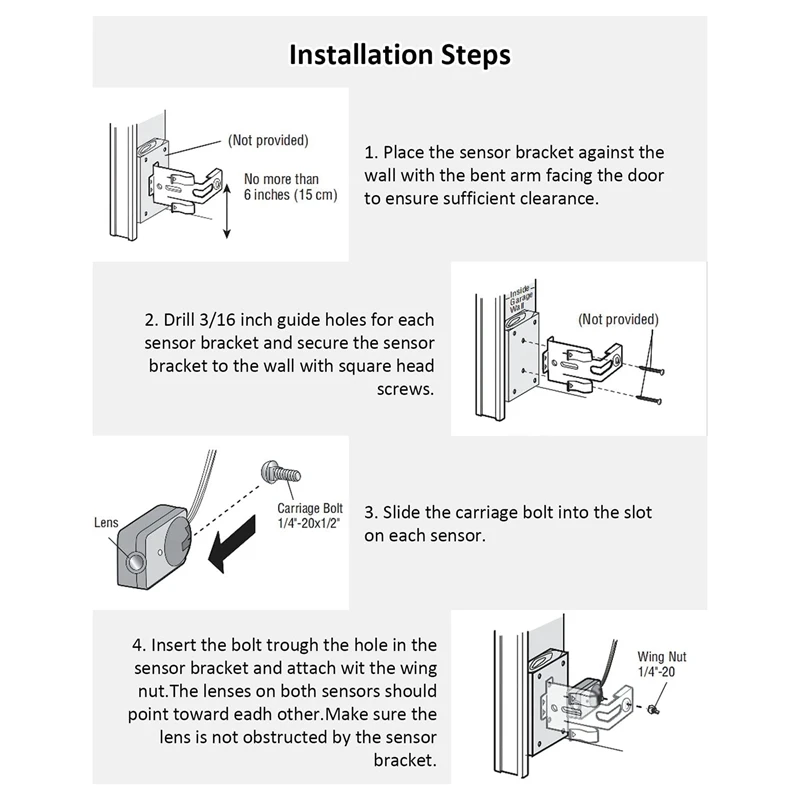 2Pcs Garage Door Opener Safety Sensor Beam Eyes Fit For Liftmaster Sears Chamberlain With Brackets