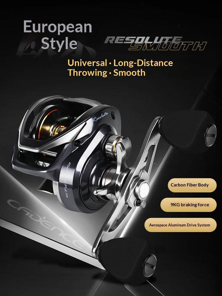 Cadence Resolute Baitcasting Fishing Reel NMB Bearing 9KG Max Drag Long Cast Carbon Fiber For Freshwater Saltwater Fishing