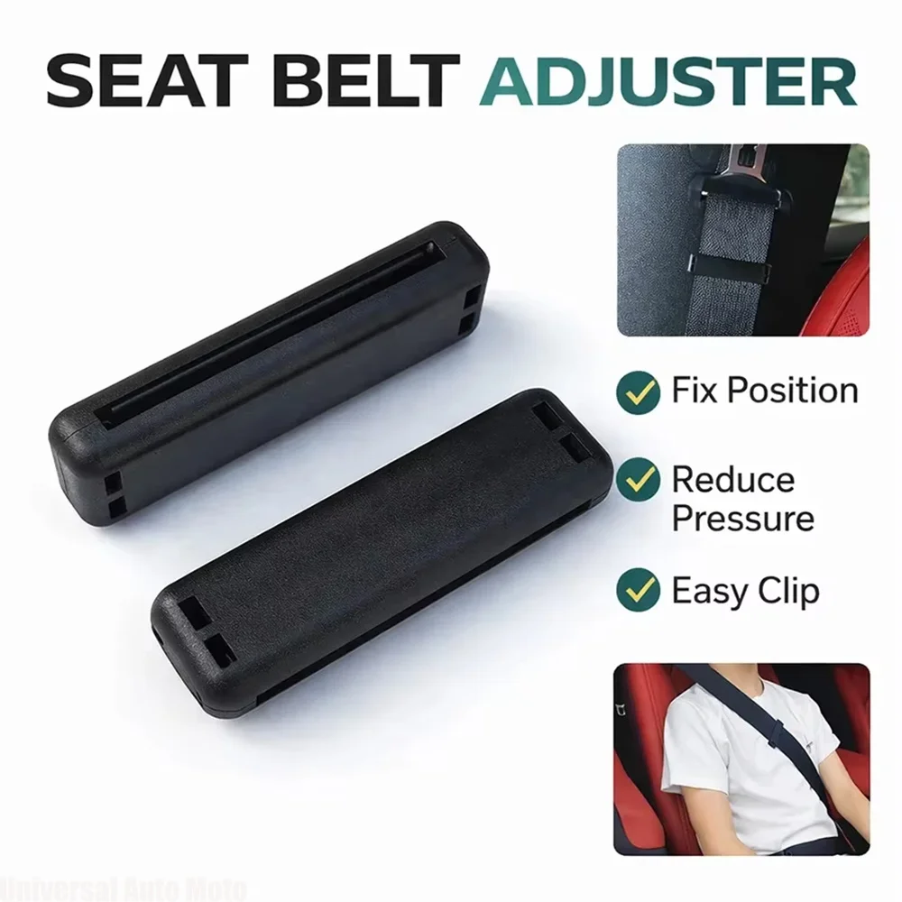 2Pcs Universal Car Seat Belt Adjuster Clip Anti Slip Position Fixer Compact Adjustable Vehicle Safety Belt Clip