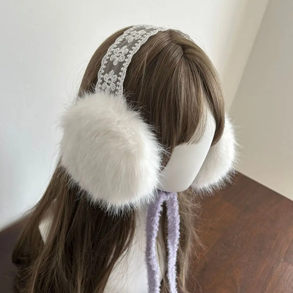 Soft Ear Cap Lace Earmuffs Thicken JK Headwear Winter Earmuffs Cold Proof Windproof Ear Cover Female