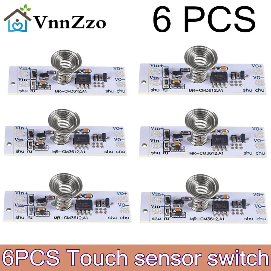 

DC 12V Capacitive Touch Sensor Switch Coil Spring Switch LED Dimmer Control Switch 9-24V 30W 3A for Smart Home LED Light Strip