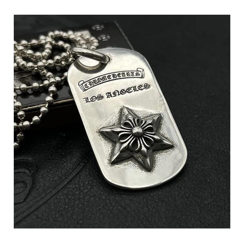

Punk Hip Hop Thai Silver Retro Tag Hexagram Necklace Nameplate Military Tag Tag Vine Totem Sweater Chain