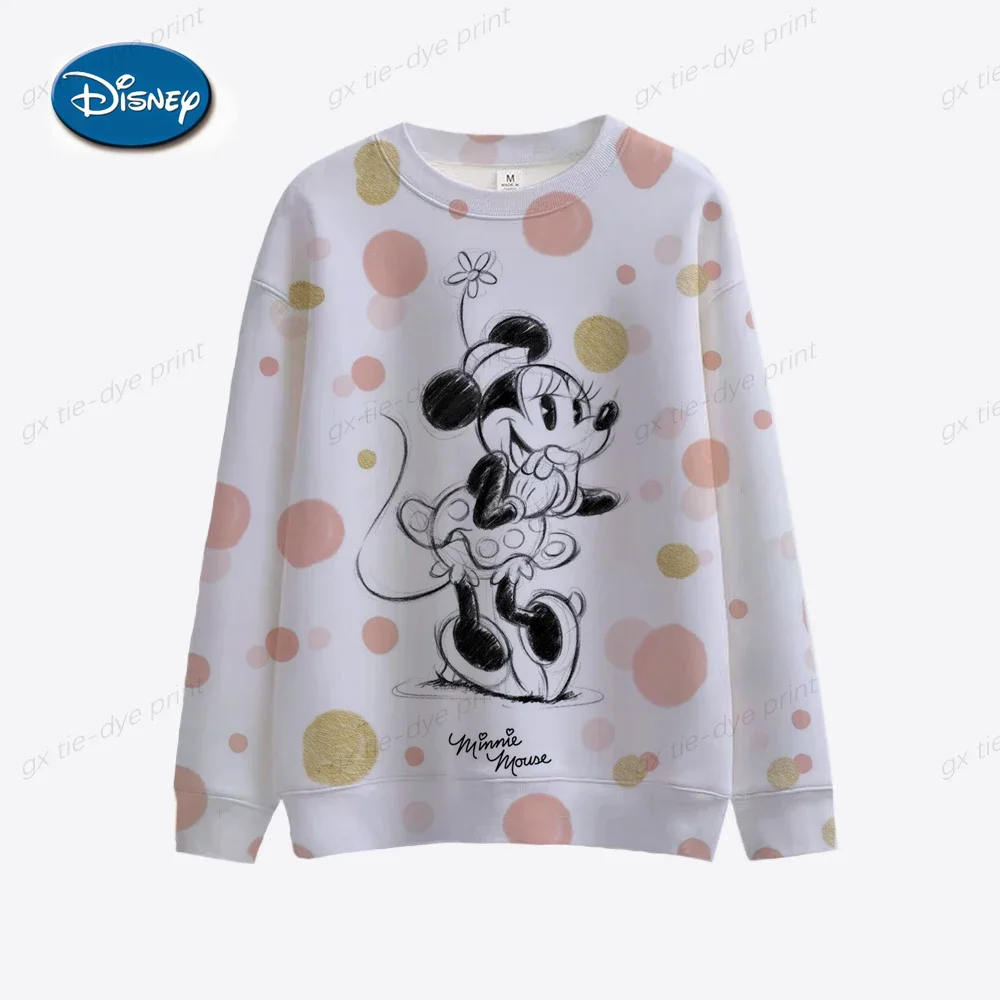 New Disney Minnie House Cute Kawaii Hoodie Sweatshirt Women's Crew Neck Long Sleeves Women's Korean Sweatshirts Girls