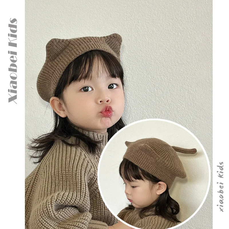 

Girls Beret Children Hats Autumn Winter Baby Woolen Cap Belle Cap Toddler Painter Hat Little Newspaper Hats Hot