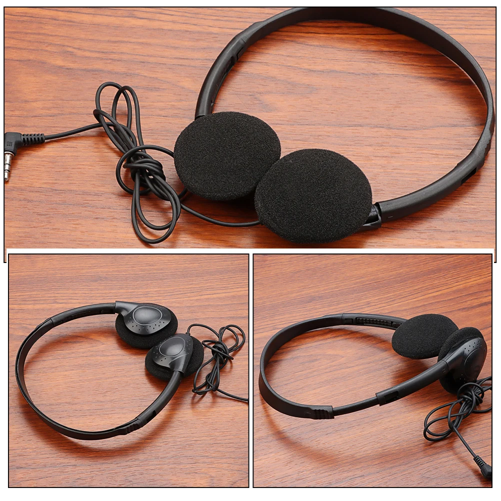 

Black Wired Headset For Pc Gaming 3.5Mm Jack Lightweight Plastic High Sound Quality Stereo Over Ear Headphones For Home Studio
