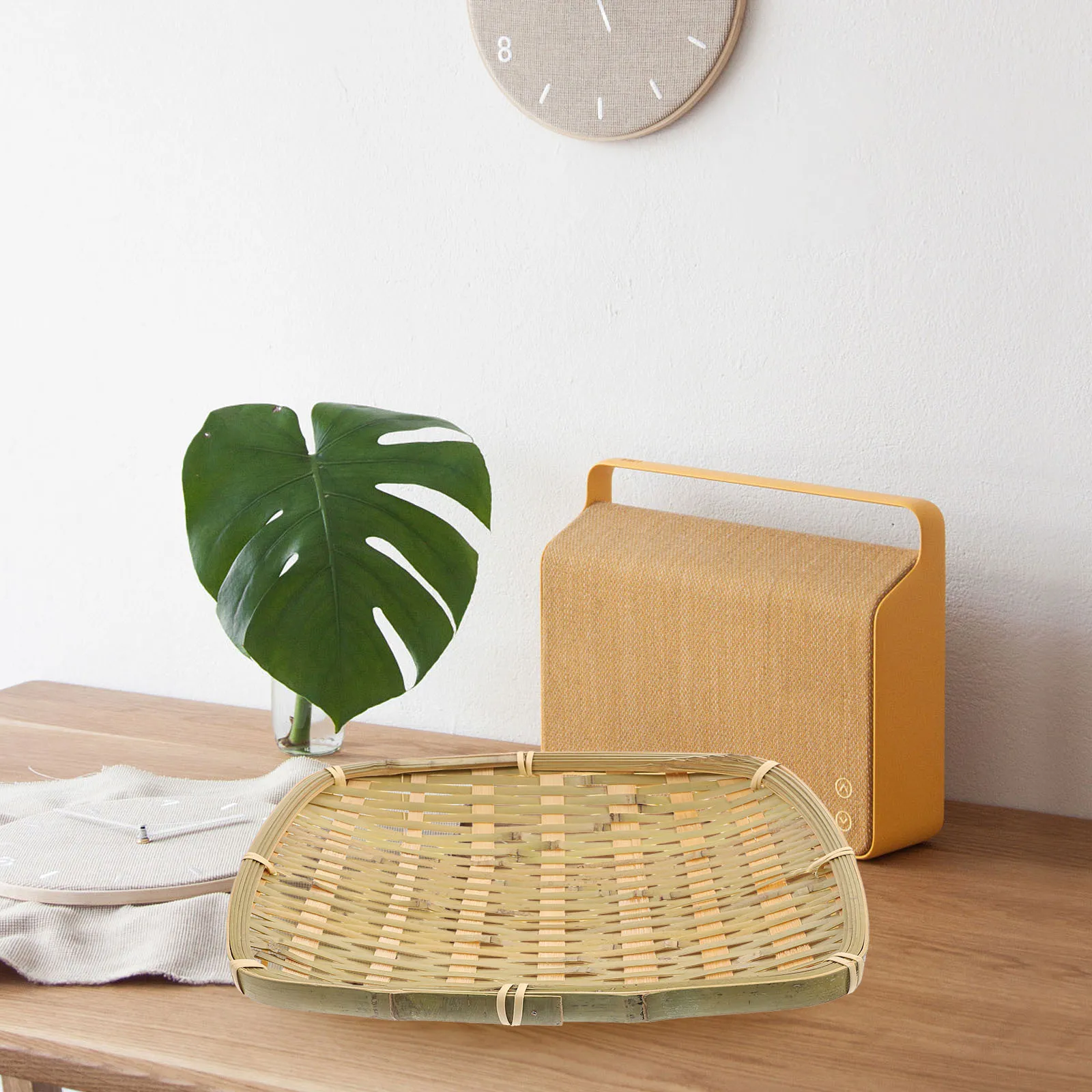 

Premium Bamboo Basket Woven Food Basket for Fruit Vegetable Snack Storage Kitchen Countertop Decoration