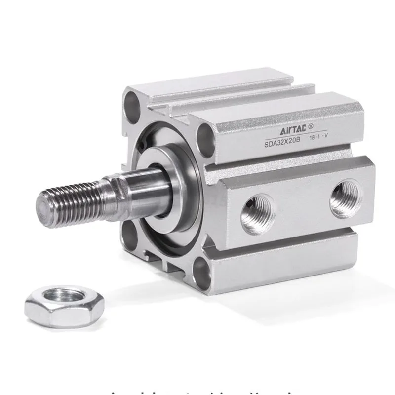 AIRTAC Original SDA B Pneumatic Compact Cylinder Male Thread Bore 20 25 32 40 50 63 80 100mm Stroke 5 10 20 25 30 40 45 50 100mm